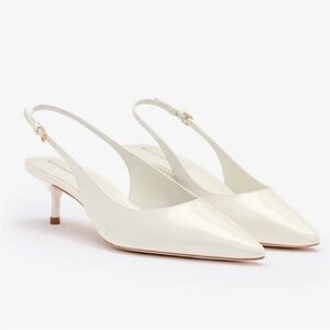 Reformation Wrenley Heeled Slingback Heels - White Patent Size 7.5